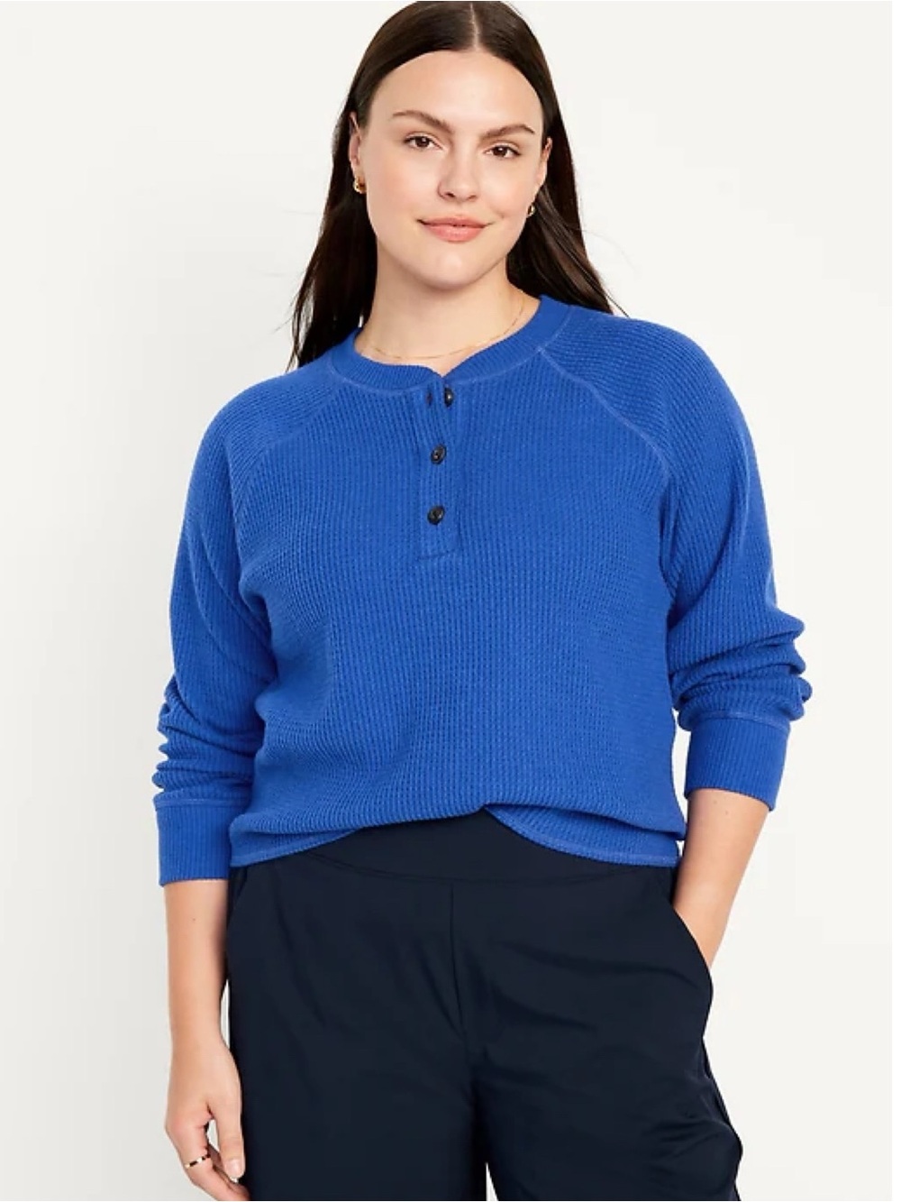Old Navy Royal Blue Plush Tee Henley